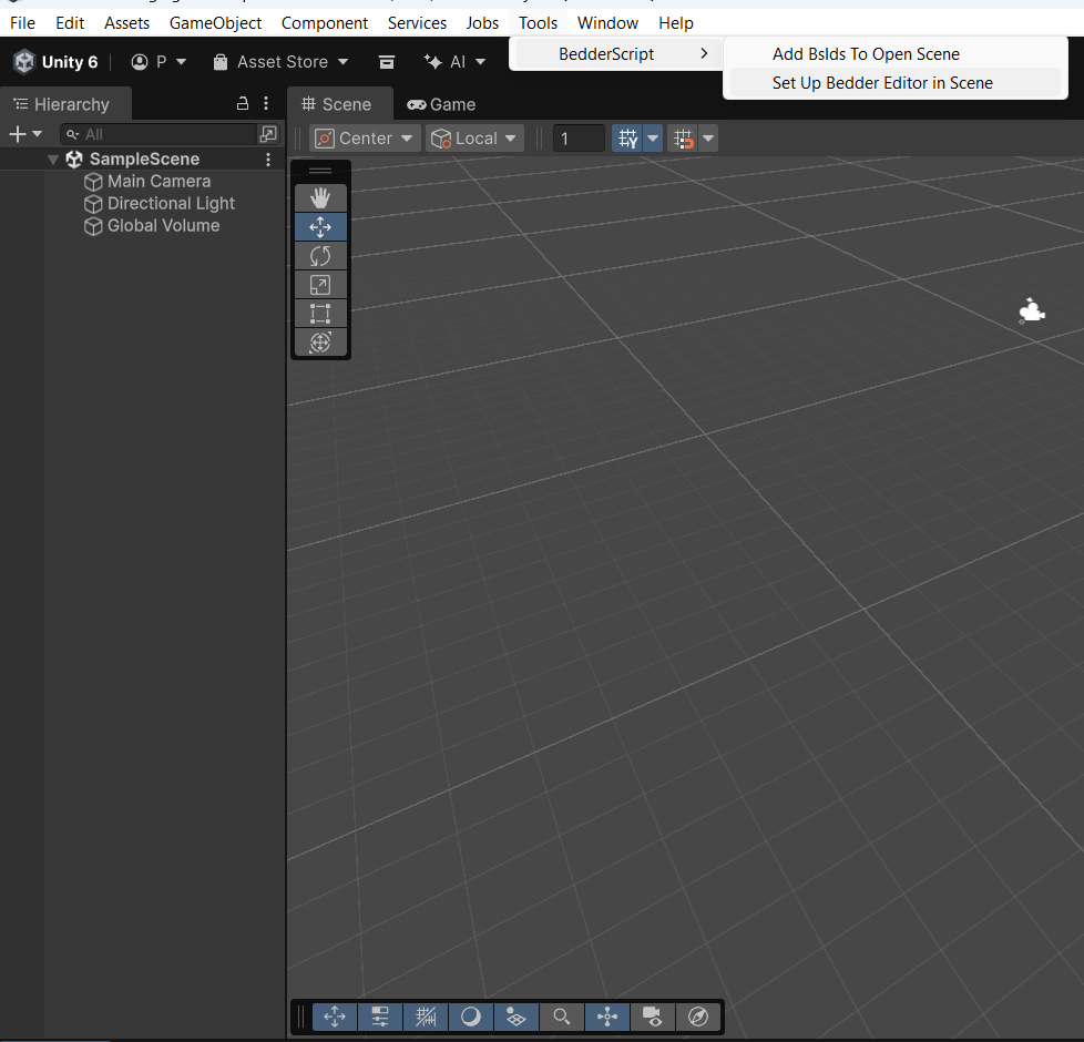 Set Up Bedder Editor in Scene