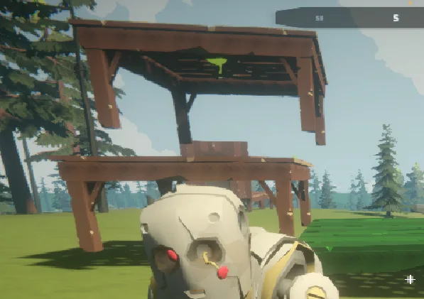 A wooden build floating stacked in mid-air.