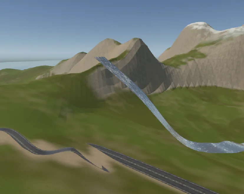A river running up the side of a mountain.